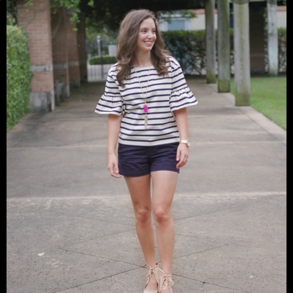 J. Crew striped flutter sleeve top - Picture 3 of 5